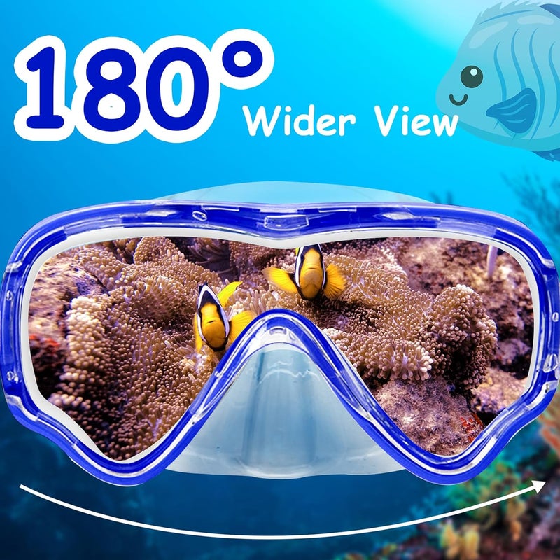 Vvinca Kids-Goggles with Nose Cover, Diving Mask Elastic Fabric Strap Anti Fog Anti Shattered Lens for Kids Swim Goggles 3-14 - Image 4